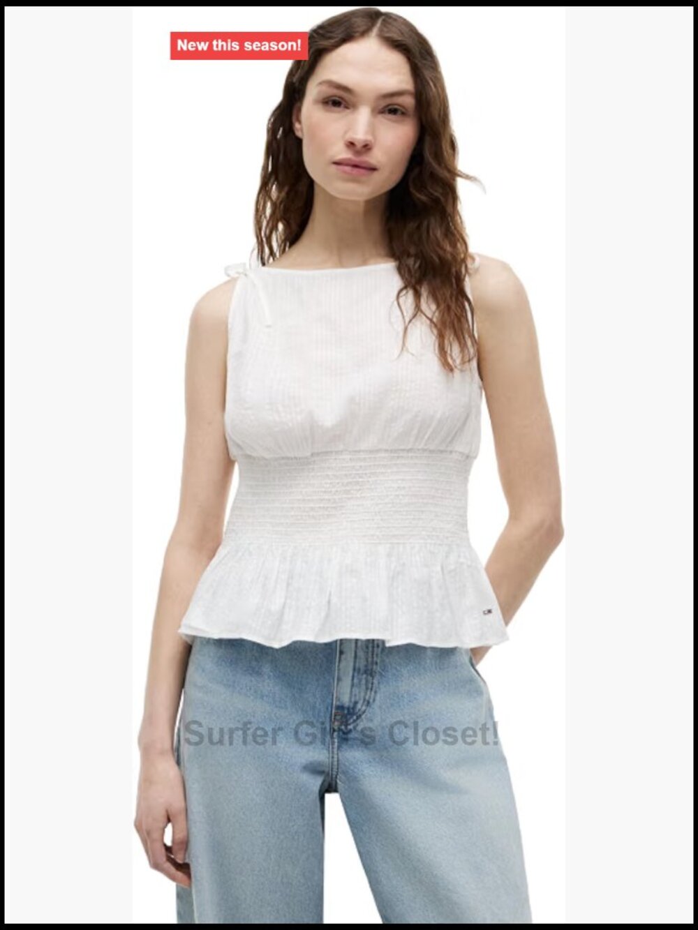 Cotton Modal Sleeveless Smocked Blouse Adjustable Ties